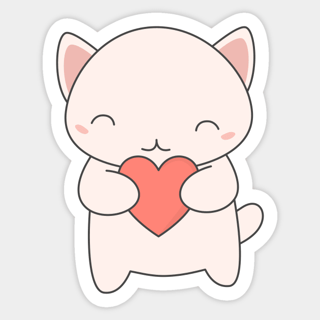 Kawaii Cute Cat T-Shirt Sticker by happinessinatee